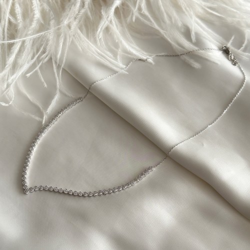 Ogrlica - srce, belo zlato i cirkon