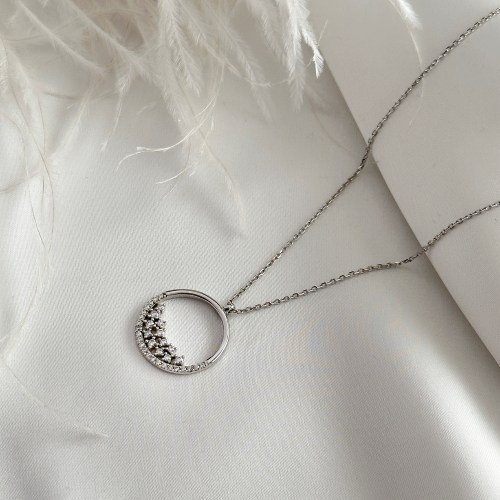 Ogrlica - kvadrat sa cirkonom, žuto zlato