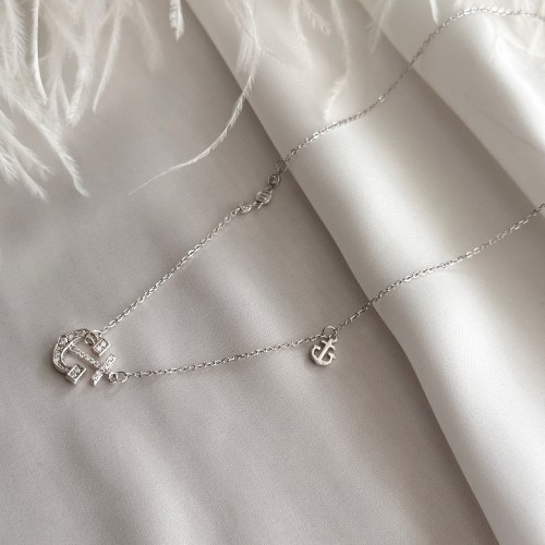 Anđeoska krila, ogrlica od srebra sa belim i teget cikonima