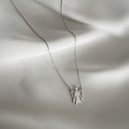 Ogrlica sa srcima, belo zlato i cirkoni