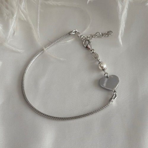 Ptičica i srce, narukvica od srebra